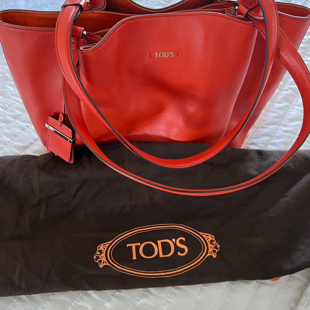 Tod's Vibrant Red Leather Tote